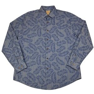 Jos A Bank Shirt‎ Mens Vine Floral Striped Medium Blue Career Classic Officecore